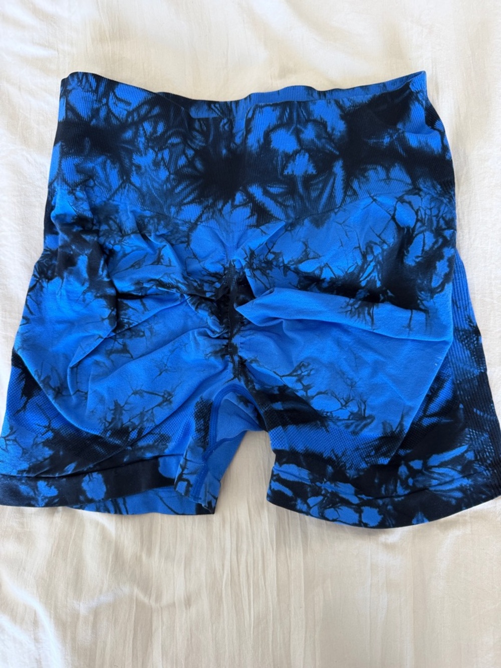 Scrunch Booty Blue & Black Tie-Dye Athletic Shorts - Picture 2 of 2